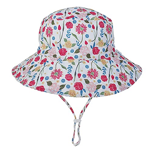 Emlivi Unisex Baby Sonnenhut Kleinkinder Kappe Mütze Fischerhut Strandhut Kinder Stern Hüte Für Mädchen Jungen Sommerhut UV Schutz UPF 50+, (Rosenblume 3-6 Jahre) von Emlivi