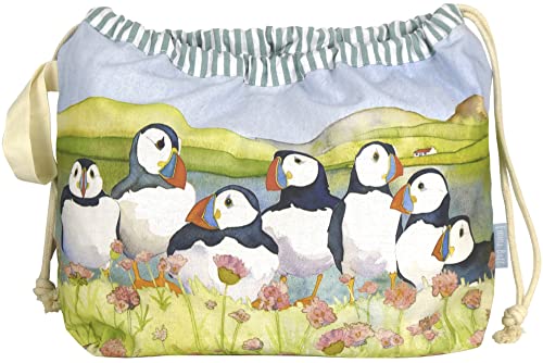 Emma Ball Drawstring Bag Size 39cm X 31cm Puffins and Sea Thrift von Emma Ball