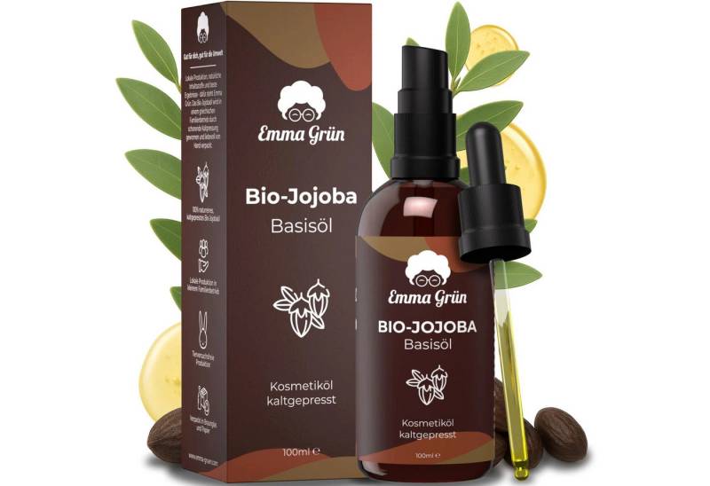 Emma Grün Körperöl Bio Jojobaöl Kaltgepresst 100ml [100% REIN], ‎Spendet Feuchtigkeit, zieht schnell ein, vielseitig einsetzbar von Emma Grün