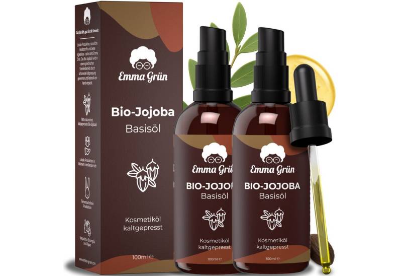Emma Grün Körperöl Bio Jojobaöl Kaltgepresst 100ml [100% REIN], ‎Spendet Feuchtigkeit, zieht schnell ein, vielseitig einsetzbar von Emma Grün