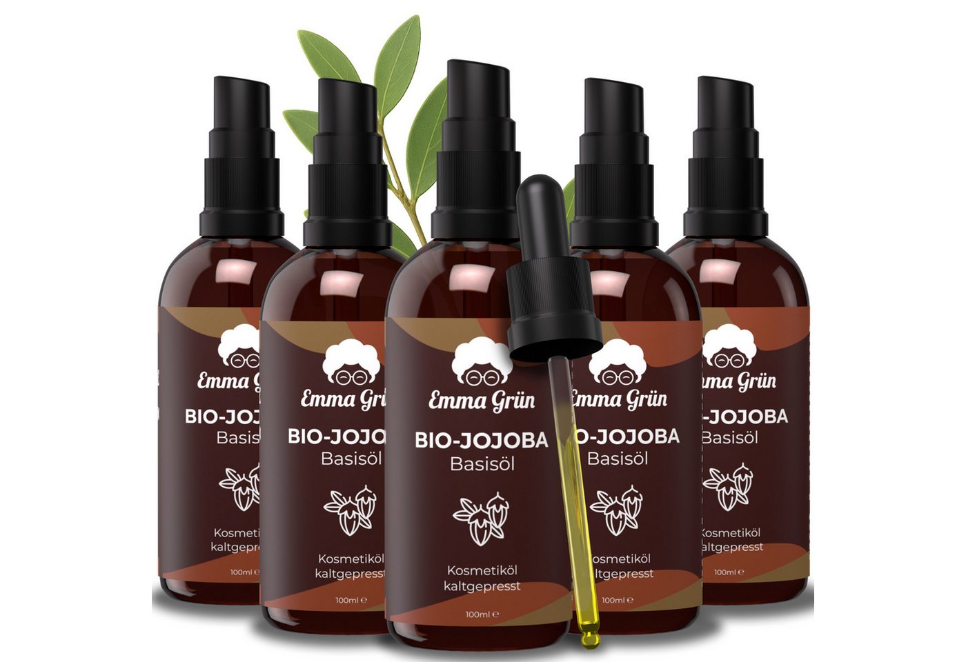 Emma Grün Körperöl Bio Jojobaöl Kaltgepresst 100ml [100% REIN], ‎Spendet Feuchtigkeit, zieht schnell ein, vielseitig einsetzbar von Emma Grün