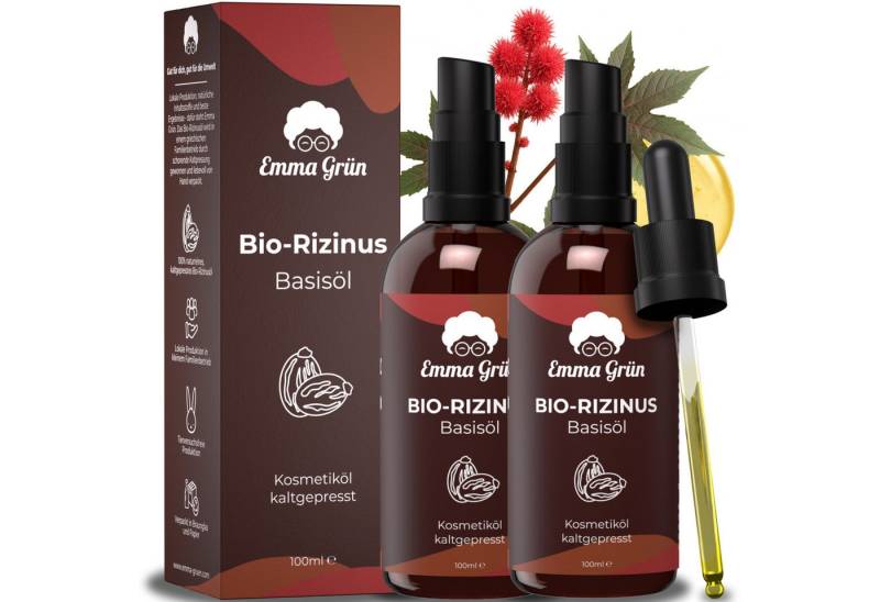 Emma Grün Körperöl Rizinus Öl Kaltgepresst 100ml [100% REIN], ‎Kaltgepresst, Unraffiniert, Hexanfrei von Emma Grün