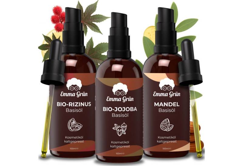 Emma Grün Körperöl Set mit Jojobaöl bio, Rizinusöl bio & Mandelöl kaltgepresst Emma Grün Körperöl Set mit Jojobaöl bio, Rizinusöl bio & Mandelöl kaltgepresst von Emma Grün