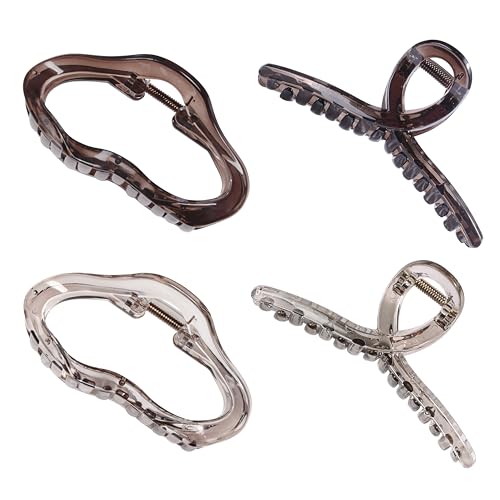 Emma Lily 4 große Haarklammern für Damen, Dunkel- und Hellbraun, starker Halt für dickes und mittleres Haar, lässiger täglicher Gebrauch von Emma Lily