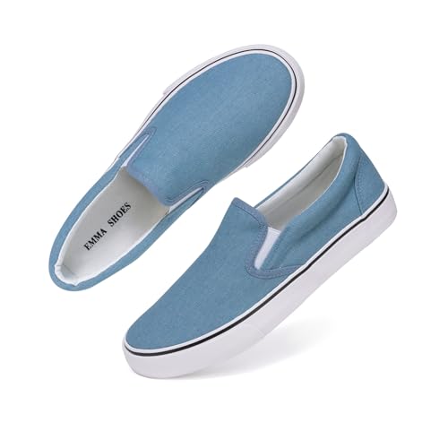 Low-Top-Slip-Ons, modische Damen-Sneaker, lässige Canvas-Sneaker für Damen, bequeme flache Schuhe, atmungsaktiv, gepolsterte Innensohle, Slip-On-Sneaker, niedrige Schlupfschuhe, Light Denim, 43 EU Low-Top-Slip-Ons, modische Damen-Sneaker, lässige Canvas-Sneaker für Damen, bequeme flache Schuhe, atmungsaktiv, gepolsterte Innensohle, Slip-On-Sneaker, niedrige Schlupfschuhe, Light Denim, 43 EU von Emma Shoes