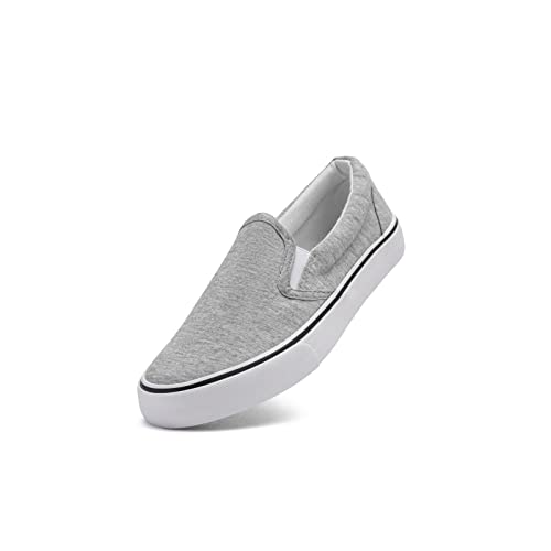 Low-Top Slip Ons Damen Fashion Sneakers Casual Canvas Sneakers für Frauen Bequeme Wohnungen Atmungsaktive Gepolsterte Innensohle Slip on Sneakers Frauen Low Slip on Schuhe, Jersey Grau, 40.5 EU von Emma Shoes