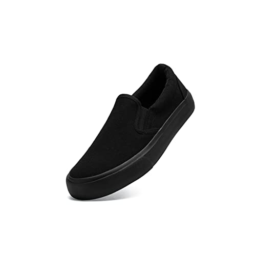 Low-Top Slip Ons Damen Mode Sneakers Casual Canvas Sneakers für Frauen Bequeme flache atmungsaktive gepolsterte Innensohle Slip on Sneakers Frauen Low Slip on Schuhe, Schwarz, 40.5 EU von Emma Shoes