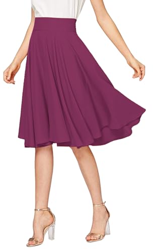 Emma & Giovanni - A-Linie Elegant Faltenrock Hohe Taille Midi-Rock - Damen (Mauve, 42-44) von Emma & Giovanni