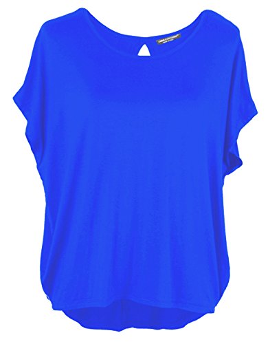 Emma & Giovanni - Basic Sommer T-Shirt/Oberteile Kurzarm - Damen (Elektrisches Blau, L) von Emma & Giovanni