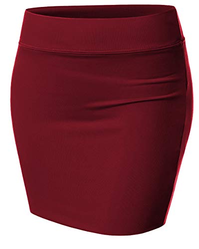 Emma & Giovanni - Bleistift Basic Mini Rock - Damen (Bordeaux, EU36-38) von Emma & Giovanni