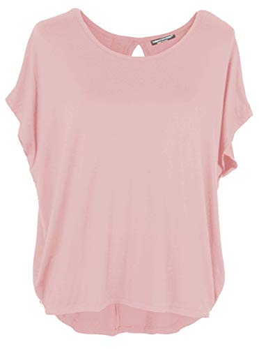 Emma & Giovanni Damen Basic Sommer T-Shirt/Oberteile Kurzarm, Rosa, Gr.- DE 42-44 (Herstelleretikett XL) von Emma & Giovanni