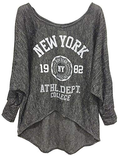 Emma & Giovanni - Langarmshirt - Pullover- Asymmetrisch Top - Damen (Dunkelgrau, XL-XXL) von Emma & Giovanni