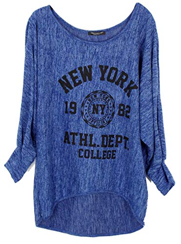 Emma & Giovanni - Langarmshirt - Pullover- Asymmetrisch Top - Damen (Royalblaue, M-L) von Emma & Giovanni