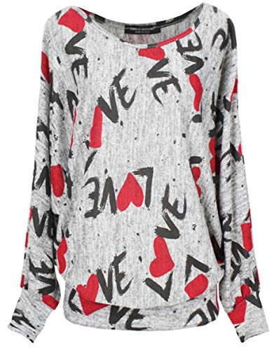 Emma & Giovanni - Oversize Pullover - Oberteile Sweatshirt - Damen (Grau, S-M) von Emma & Giovanni