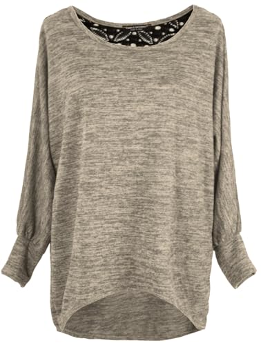 Emma & Giovanni - Oversize Pullover mit Spitze - Damen (Beige, L-XL) von Emma & Giovanni