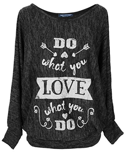 Emma & Giovanni - Pullover/Sweatshirt Love Loose Fit - Damen (Schwarz, L-XL) von Emma & Giovanni