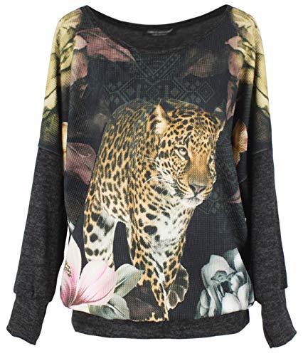 Emma & Giovanni - Pullover Digital Print Oversize - Damen (Leopard, M-L) von Emma & Giovanni