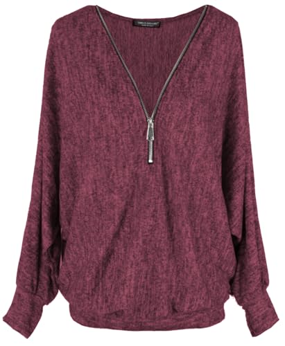 Emma & Giovanni - Pullover-T-Shirt Oversize - Damen (Bordeaux, L) von Emma & Giovanni