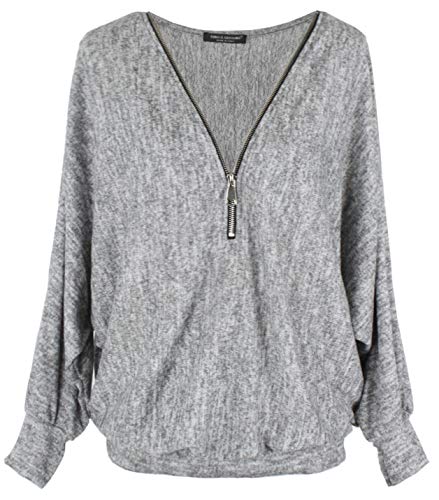 Emma & Giovanni - Pullover-T-Shirt Oversize - Damen (Grau, M) von Emma & Giovanni