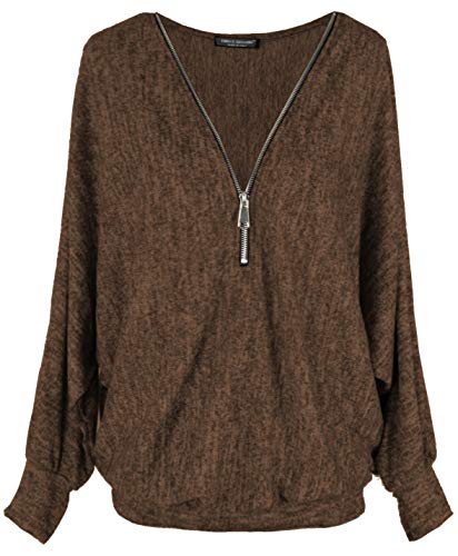 Emma & Giovanni - Pullover-T-Shirt Oversize - Damen (Schokolade, L) von Emma & Giovanni