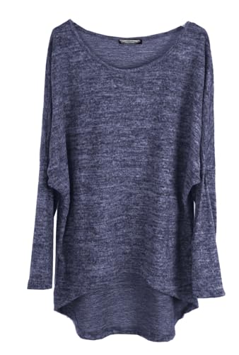 Emma & Giovanni - Pullover Tunika T-Shirt Oversize - Damen (Blau, M-L) von Emma & Giovanni