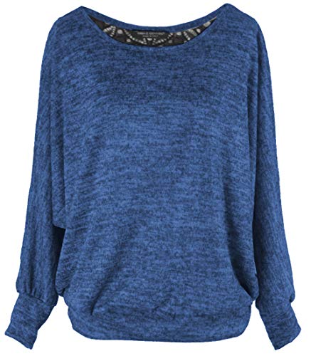 Emma & Giovanni - Sweatshirt Pullover Mit Spitzenrücken, Loose Fit - Damen (Blau, XL-XXL) von Emma & Giovanni