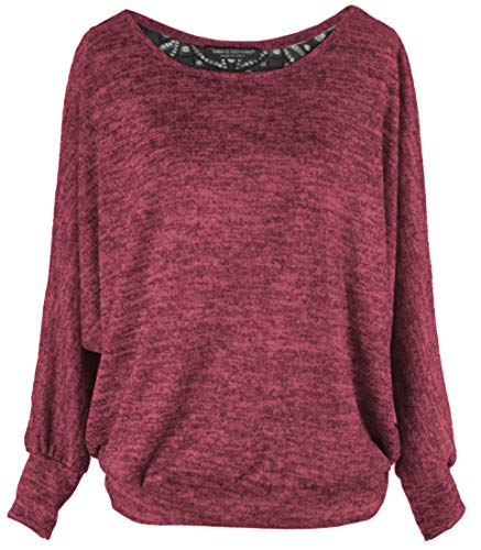 Emma & Giovanni - Sweatshirt Pullover Mit Spitzenrücken, Loose Fit - Damen (Bordeaux, XL-XXL) von Emma & Giovanni