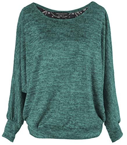 Emma & Giovanni - Sweatshirt Pullover Mit Spitzenrücken, Loose Fit - Damen (Grün, S-M) von Emma & Giovanni