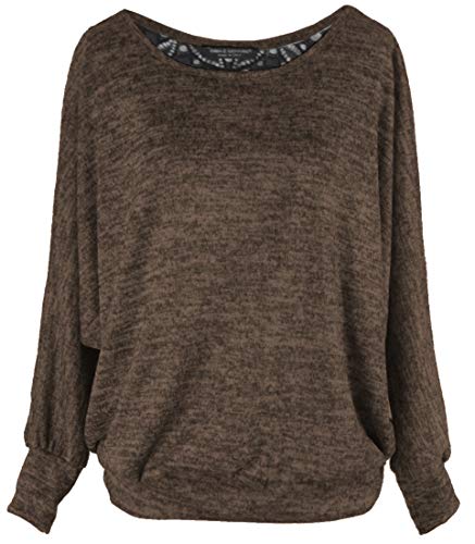 Emma & Giovanni - Sweatshirt Pullover Mit Spitzenrücken, Loose Fit - Damen (Schokolade, L-XL) von Emma & Giovanni