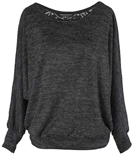 Emma & Giovanni - Sweatshirt Pullover Mit Spitzenrücken, Loose Fit - Damen (Schwarz, M-L) von Emma & Giovanni