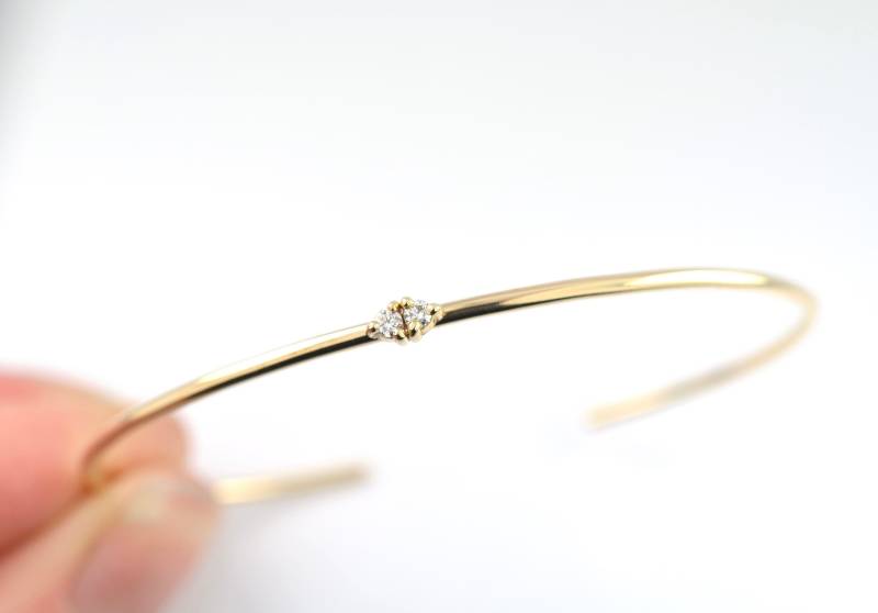 Dünnes Golddiamant-Manschettenarmband | Massiver 14K Gold Oder Silber Minimal Armreif Offener Dünnes Golddiamant-Manschettenarmband | Massiver 14K Gold Oder Silber Minimal Armreif Offener von EmmaBrookeJewelry