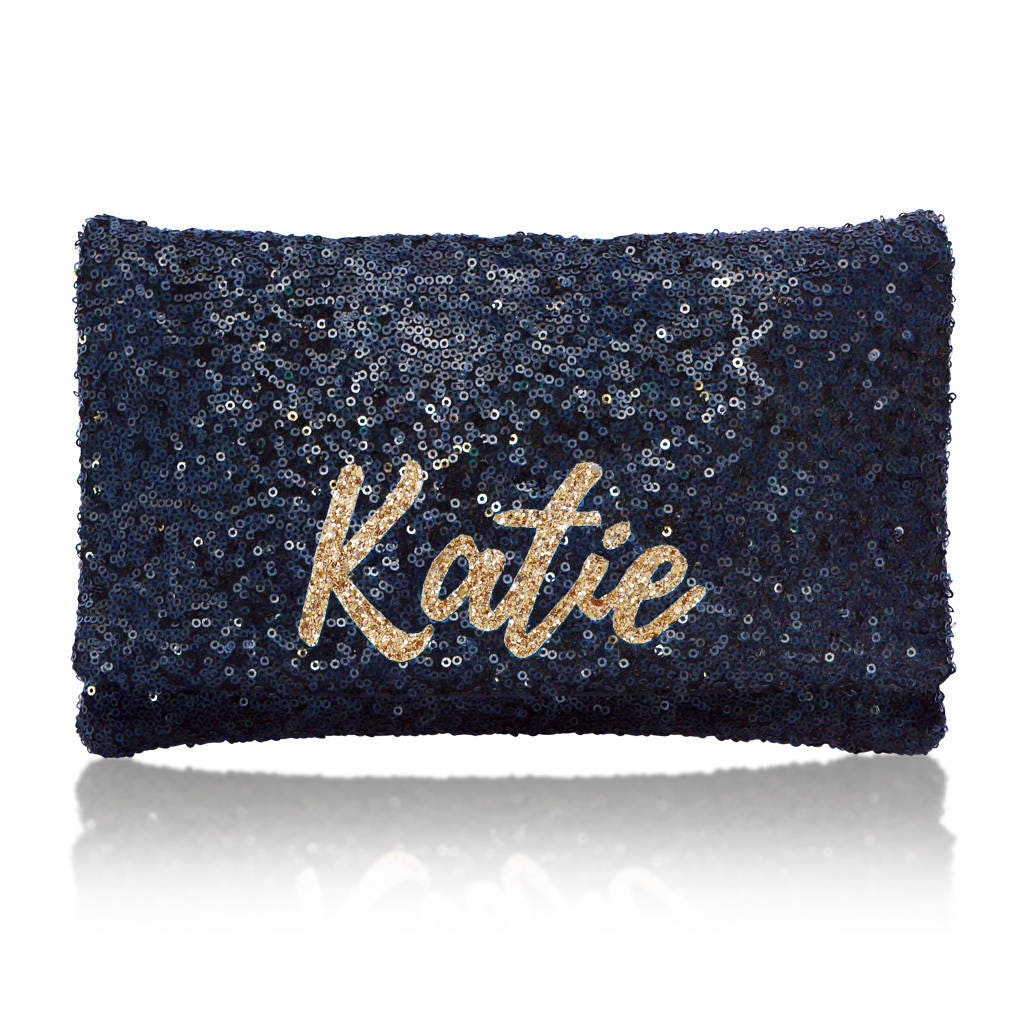 Navy Oder Schwarz Pailletten Clutch Geldbörse Handtasche Mit Namen Personalisiert Navy Oder Schwarz Pailletten Clutch Geldbörse Handtasche Mit Namen Personalisiert von EmmaGordonLondon