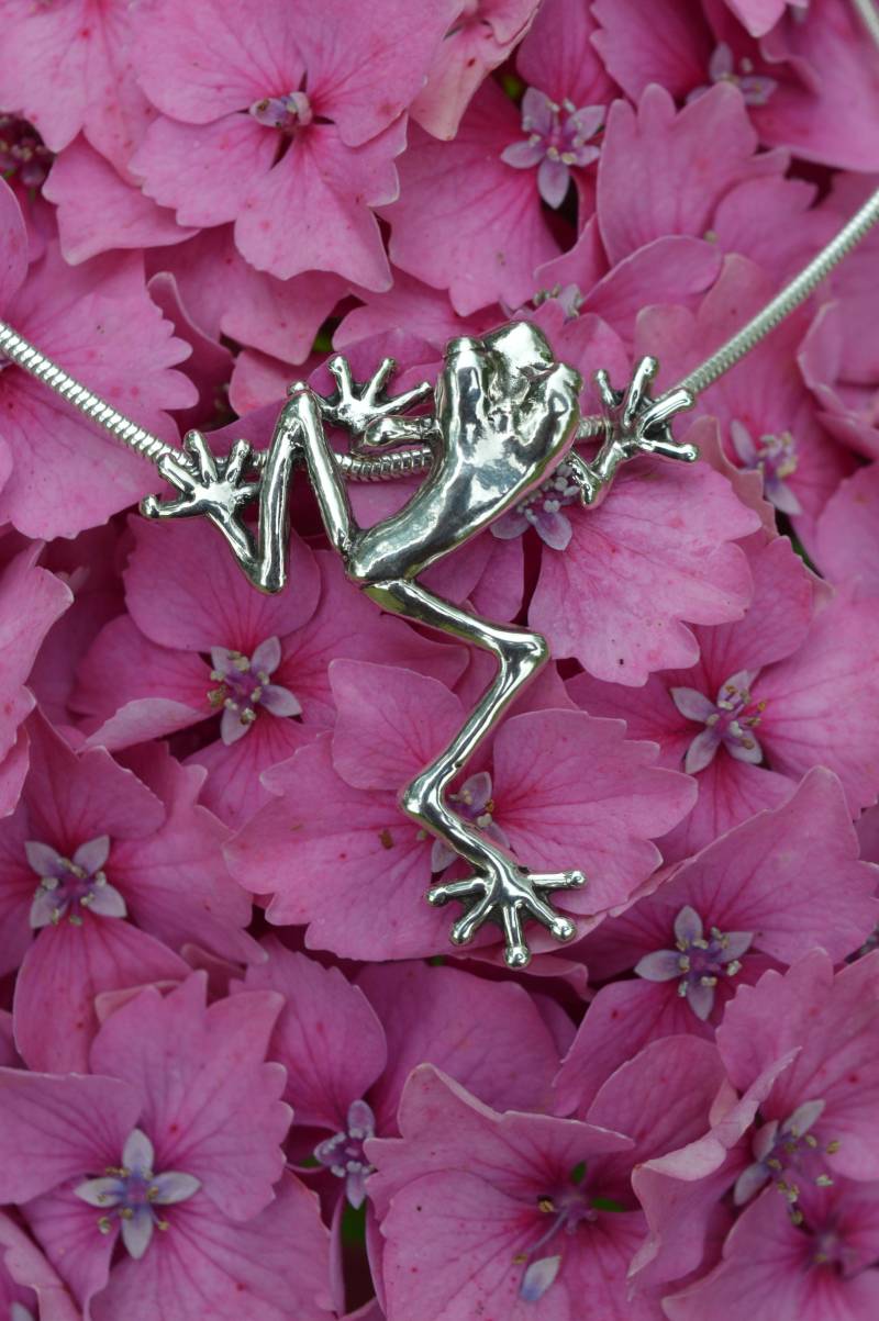 sterling Silber Frosch Halskette - Handgemachter Laubfrosch Mit Roten Augen von EmmaKeatingJewellery