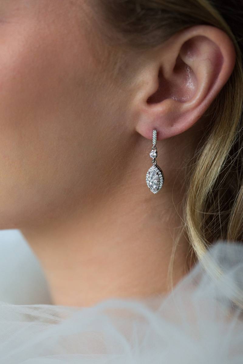 sterling Silber Marquise Tropfen Ohrring - Braut Ohrringe Hochzeits Schmuck Geschenk von EmmaRoseTreasures
