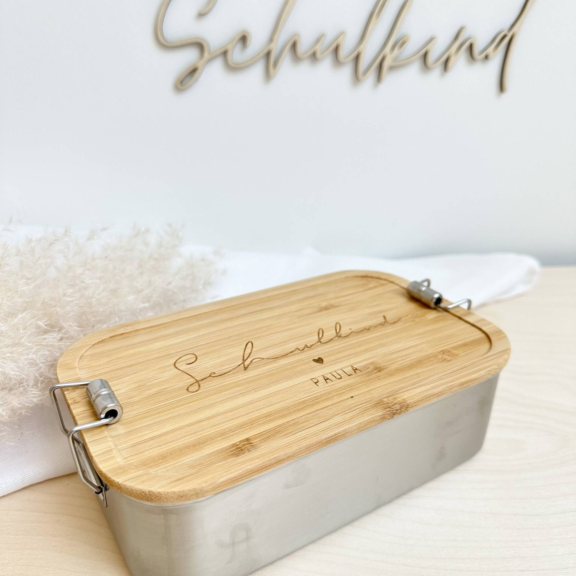 Personalisierte Brotdose Mit Holzdeckel | Edelstahl Schulkind Für Kinder Einschulungsgeschenk Personalisierte Brotdose Mit Holzdeckel | Edelstahl Schulkind Für Kinder Einschulungsgeschenk von EmmaWulfersStudio