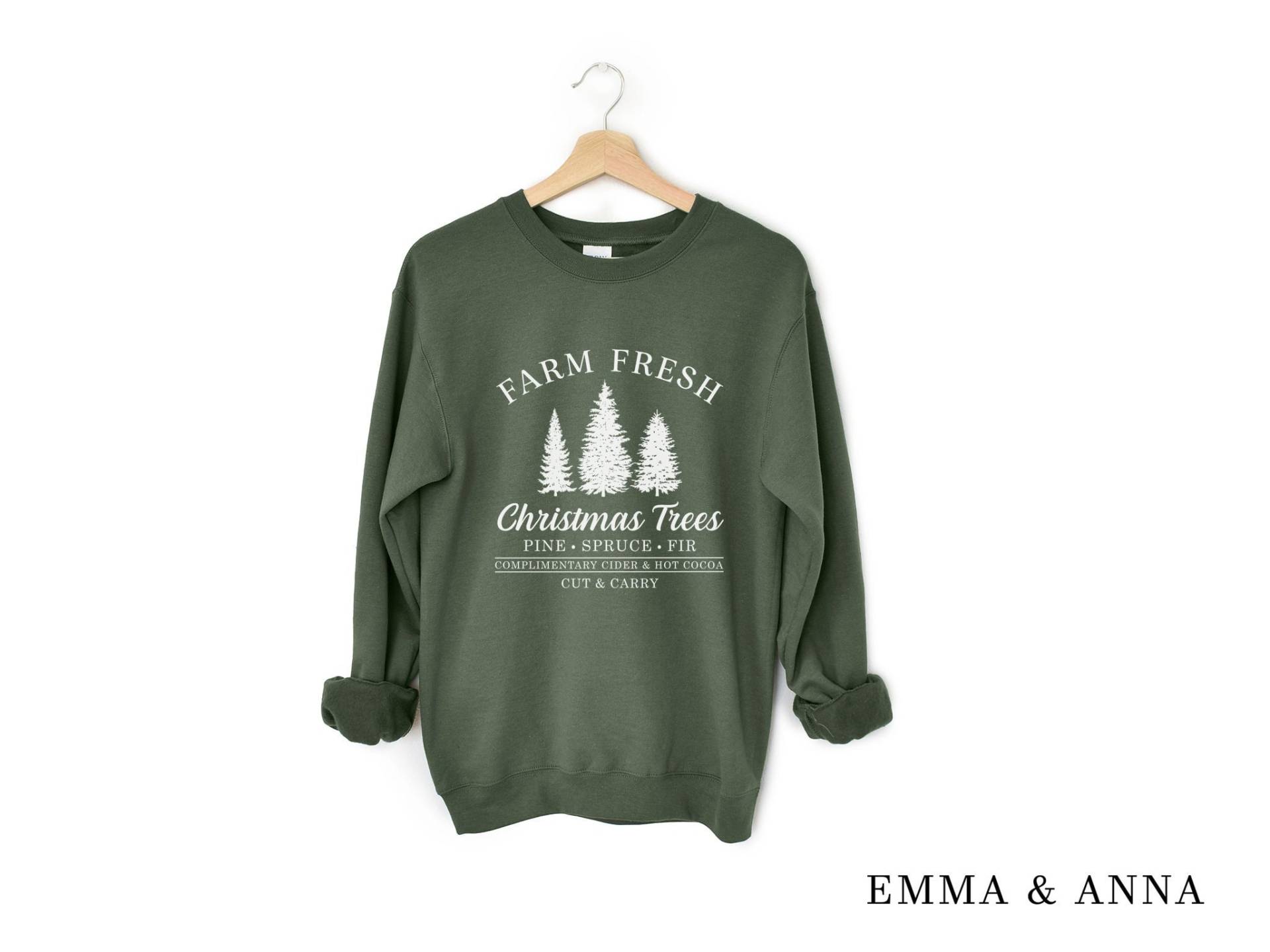 Bauernhof Weihnachtsbaum Sweatshirt, Weihnachtsshirt, Weihnachtsshirt Für Frauen, Weihnachtspullover von EmmaandAnnaApparel