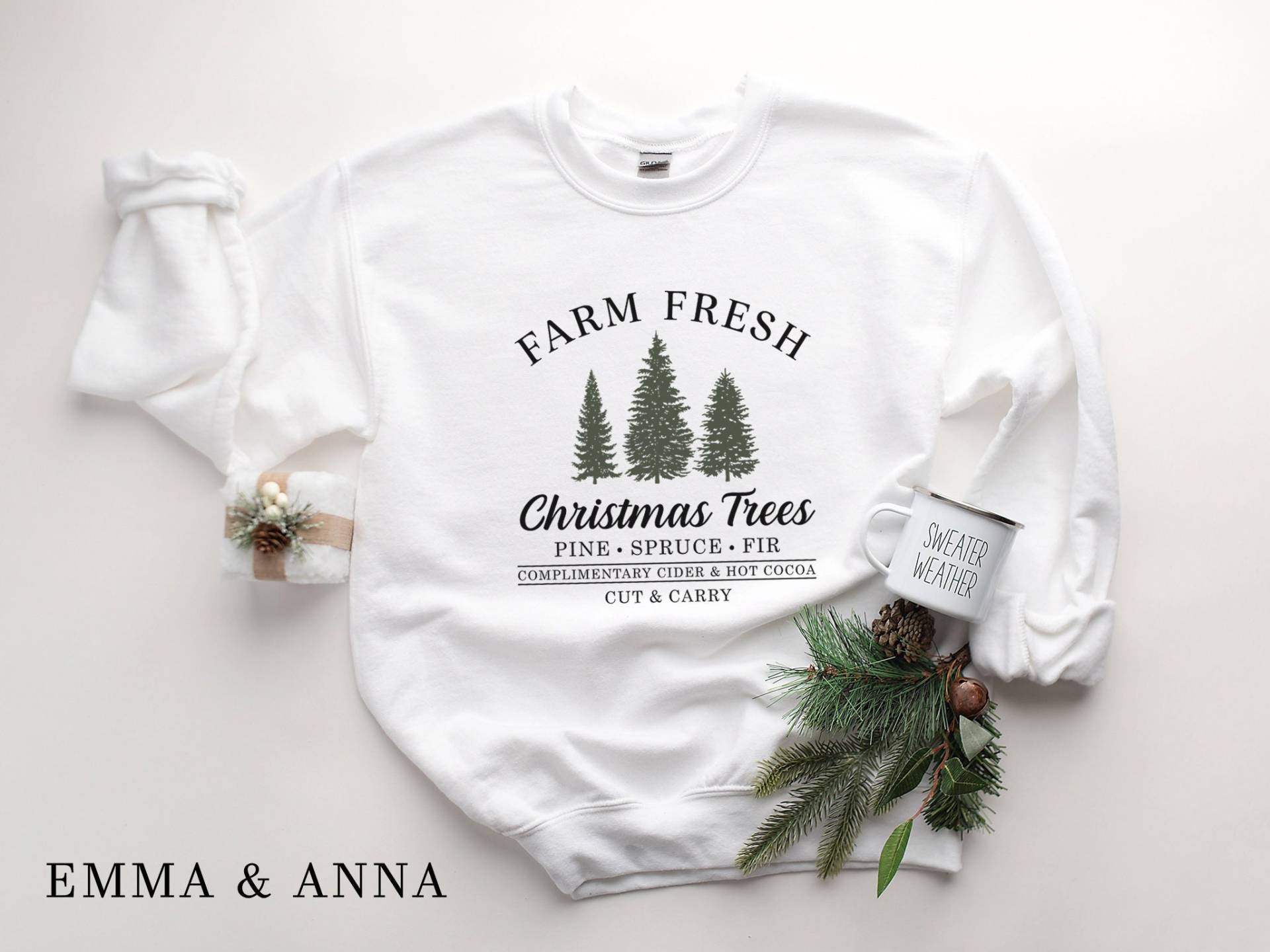 Bauernhof Weihnachtsbaum Sweatshirt, Weihnachtsshirt, Weihnachtsshirt Für Frauen, Weihnachtspullover von EmmaandAnnaApparel