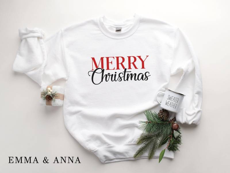 Frohe Weihnachten Sweatshirt, Weihnachtspullover Für Frauen, Weihnachtspullover, Weihnachtspartyshirt von EmmaandAnnaApparel