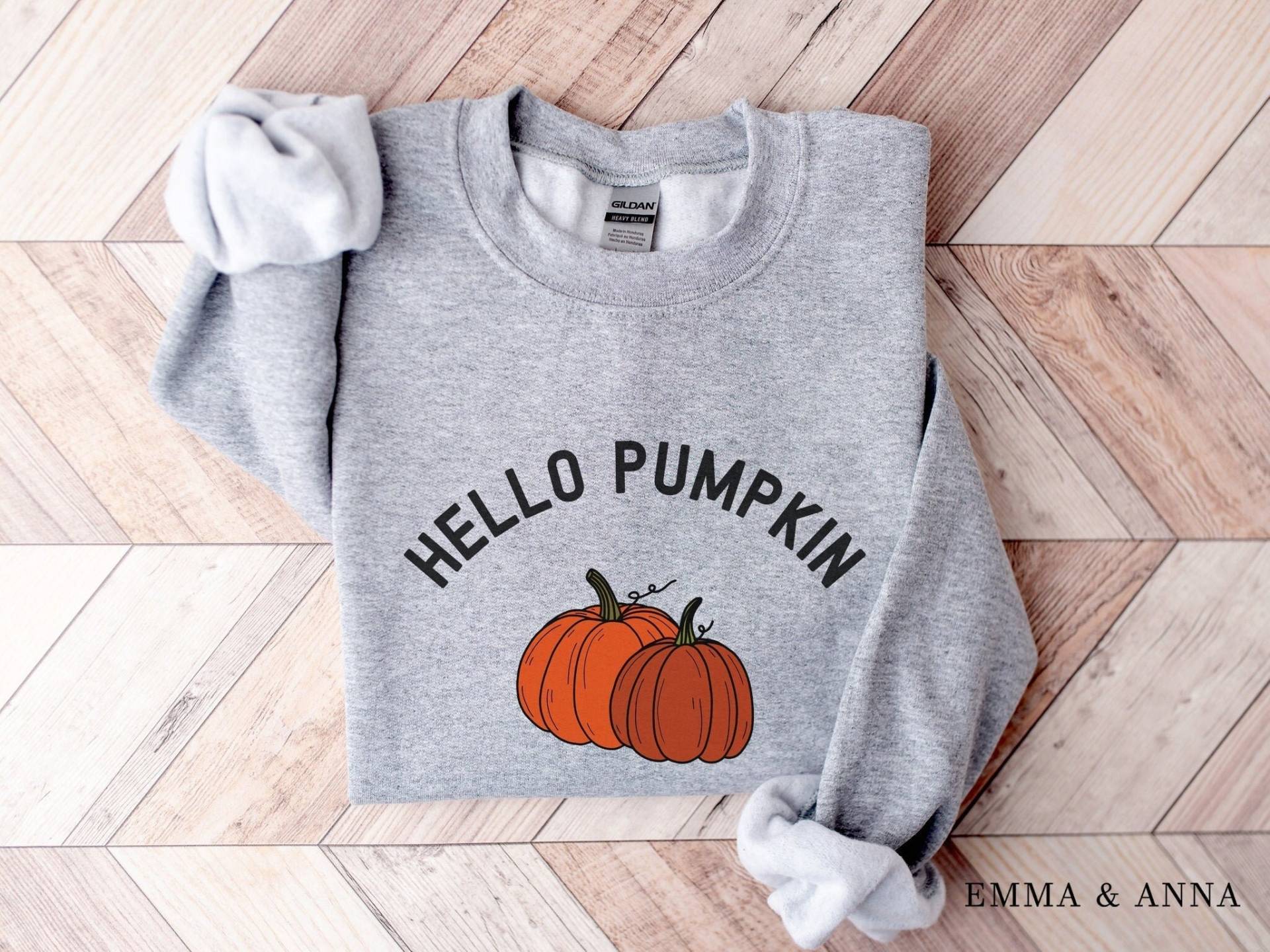 Hallo Kürbis Sweatshirt, Herbst Crewneck, Thanksgiving Aufnäher Shirt, Sweatshirt Für Frauen von EmmaandAnnaApparel