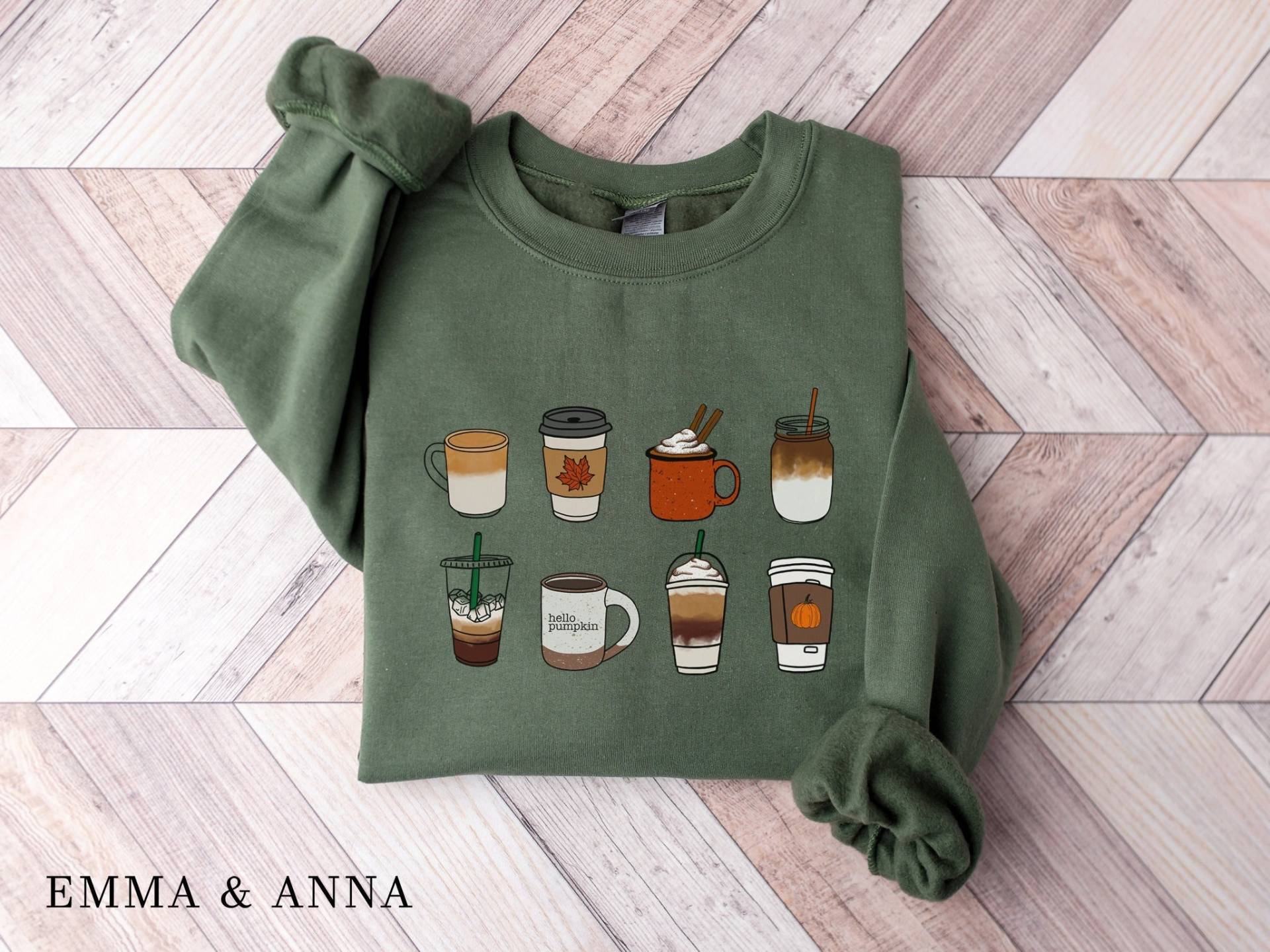 Herbst Kaffee Sweatshirt, Unisex Pullover, Kürbis Gewürz Süße Frauen Mode Sweatshirt von EmmaandAnnaApparel