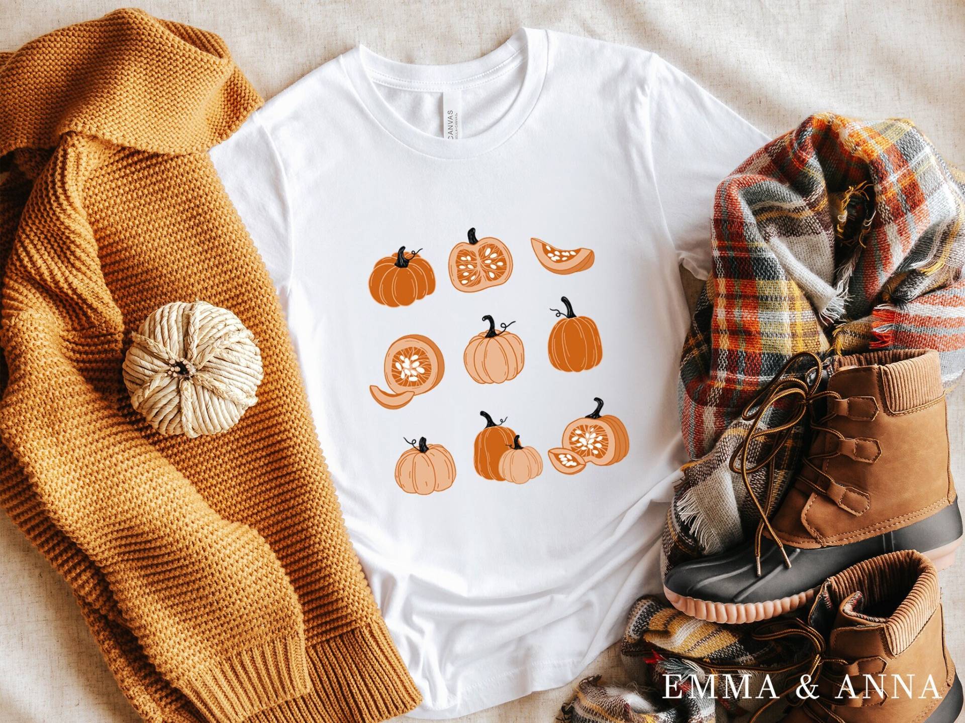 Herbst Shirts Für Frauen, Kürbis Shirt, Halloween Hallo Herbstmode, T-Shirt, Gewürz Shirt von EmmaandAnnaApparel