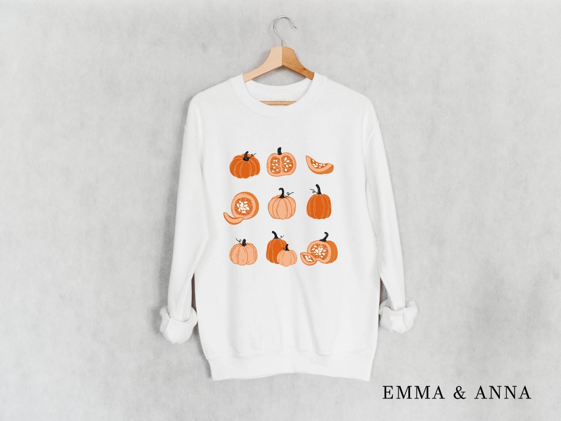 Kürbis Sweatshirt, Herbst Crewneck, Sweatshirt Für Frauen, Shirt, Herbsthemden, Halloween Sweater von EmmaandAnnaApparel