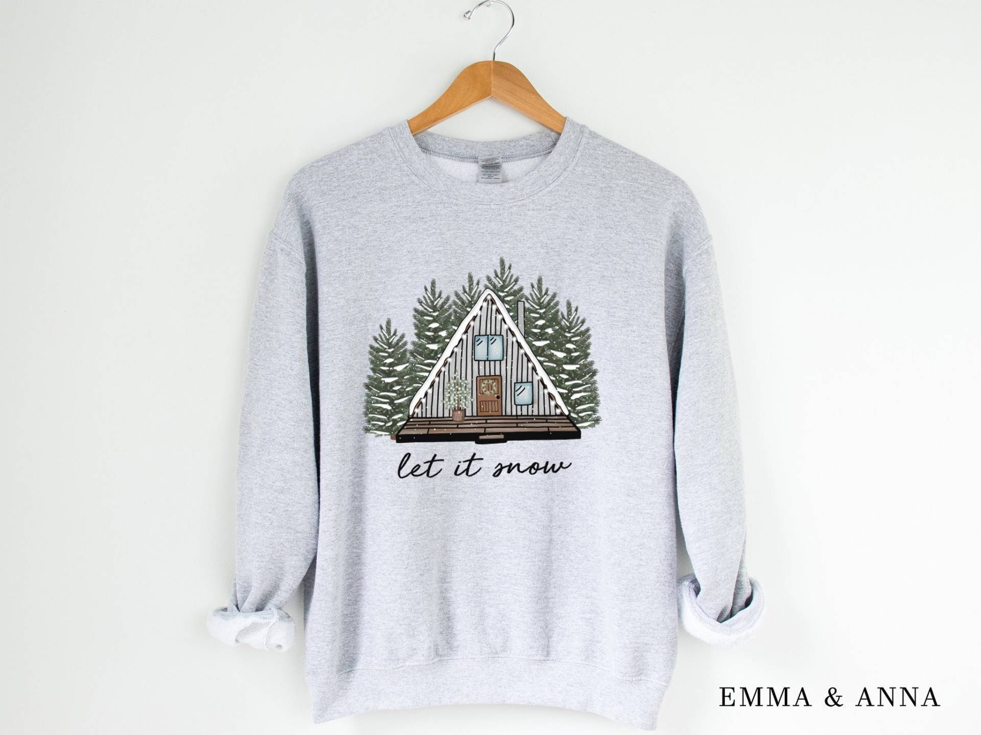 Weihnachtliches Sweatshirt Für Frauen, Let It Snow Sweatshirt, Winter Urlaubs Weihnachtspullover, Weihnachtspullover von EmmaandAnnaApparel