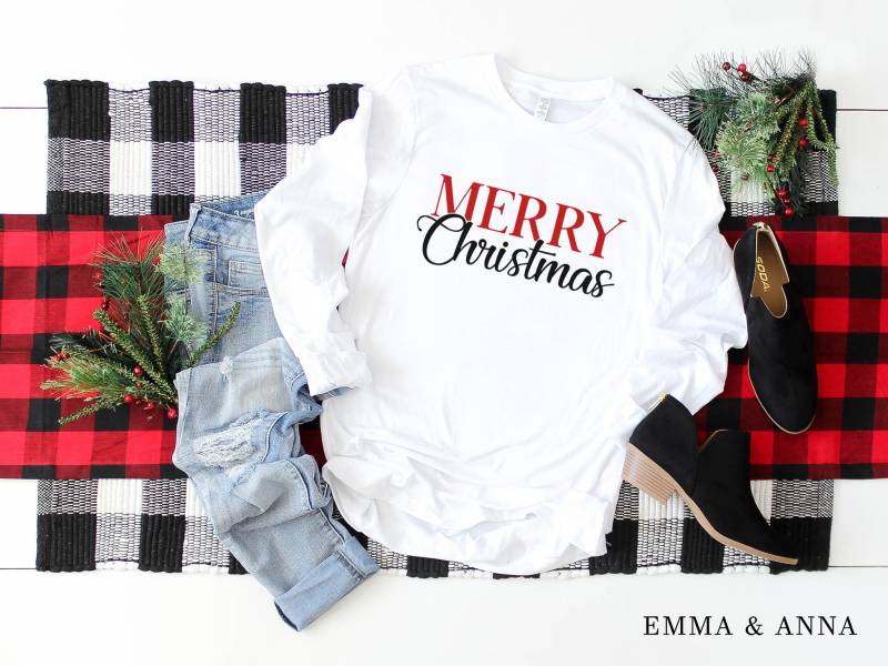 Weihnachtshemden Für Frauen, Frohe Weihnachten Shirt, Langarm-Weihnachtsshirt, Weihnachts-T-Shirt, Weihnachtsshirt von EmmaandAnnaApparel