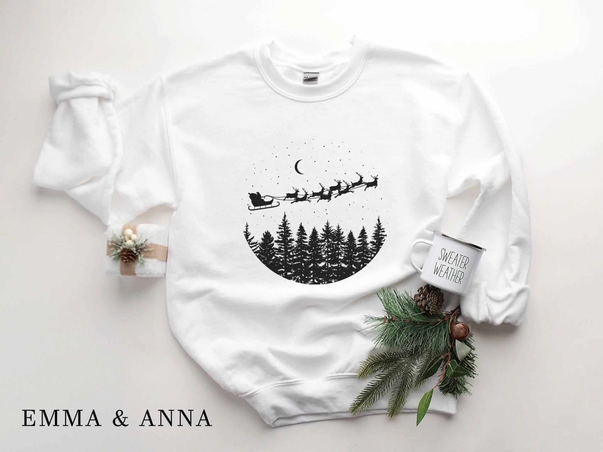 Weihnachtspullover Für Frauen, Weihnachtspullover, Winter Sweatshirt, Weihnachtsmannshirt, Frohe Weihnachten von EmmaandAnnaApparel