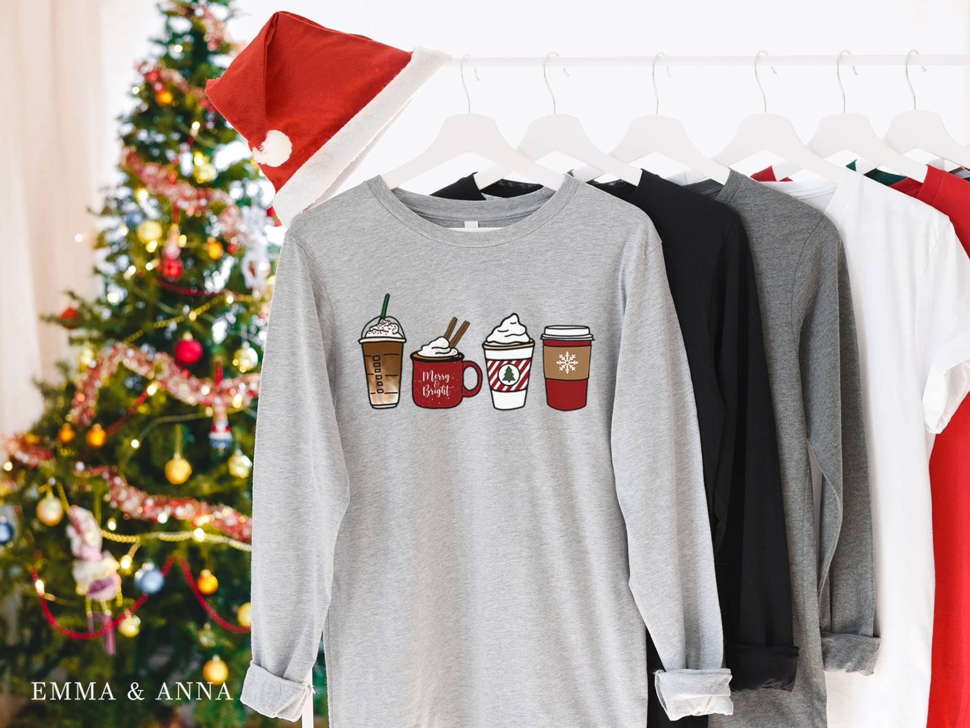Weihnachtsshirt Für Frauen, Weihnachts-Kaffeeshirt, Weihnachts-Langarmshirt, Urlaubsshirt, Weihnachts-Crewneck, Weihnachts-T-Shirt, Winter Weihnachtsshirt Für Frauen, Weihnachts-Kaffeeshirt, Weihnachts-Langarmshirt, Urlaubsshirt, Weihnachts-Crewneck, Weihnachts-T-Shirt, Winter von EmmaandAnnaApparel
