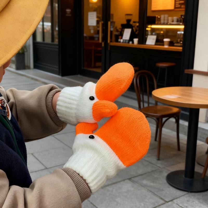 Gänseeltern-Kind-Handschuhe, Passende Familienstrickhandschuhe, Niedliche Gänseschnabelhandschuhe Für Mutter Und Kind, Warme Wintertierhandschuhe von Emmaandwea