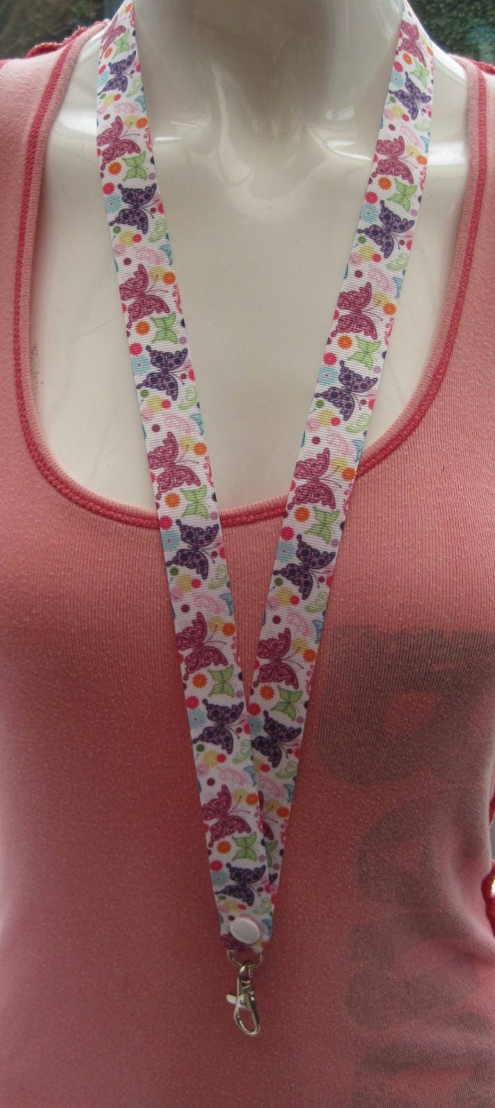 Butterfly Lanyard Handgemachter Abbrecher-Ausweishalter Bunt von Emmabeescrafts