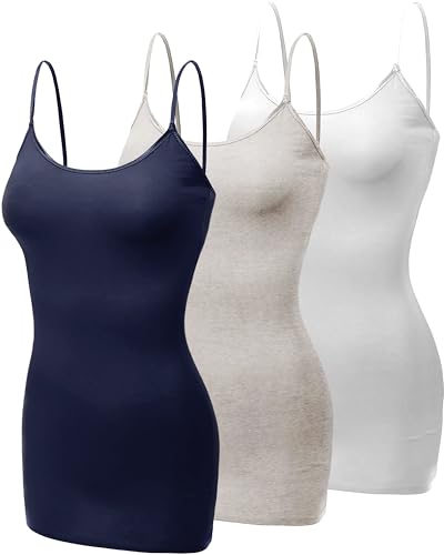 Emmalise Damen Basic Casual Lange Camisole Verstellbare Träger Cami Layering Top - - 3X-Groß von Emmalise