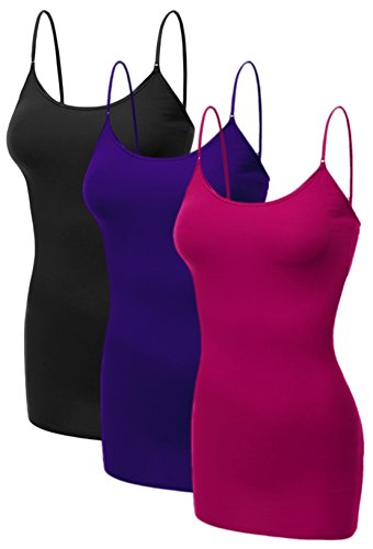 Emmalise Damen Basic Casual Lange Camisole Verstellbare Träger Cami Layering Top - - Mittel von Emmalise